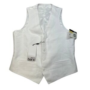 ar III‎ Slim Fit Suit Vest Mens Medium White Linen Dressy Casual NEW